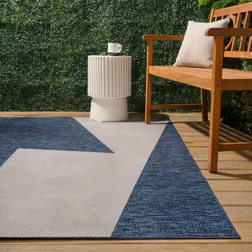 Lucian Modern Geometric Abstract Two-tone Indoor/Outdoor Area Rug